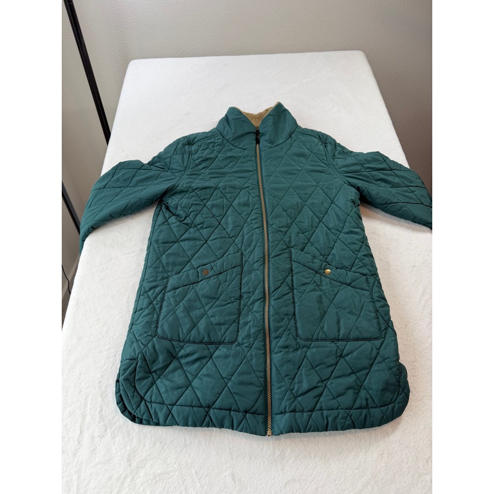 Weatherproof Vintage Quilted Sherpa Lined Jacket Womens Medium Green Good Zip